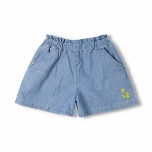 Kids' Short Pant Flare Flowers Embroidered Simple 3/10 length