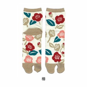 【日本製】和柄 足袋靴下 Tabi socks タビ ソックス【椿】