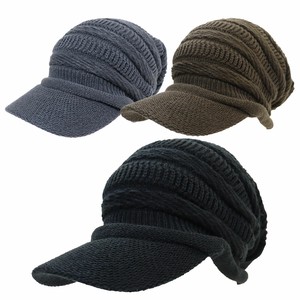ニット帽 つば付き ボーダー編み ニットワッチ 帽子 最大約65cm 伸縮性あり