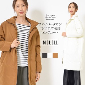 Coat Plain Color Long Coat Lightweight Stand-up Collar Casual L Fiber Down M