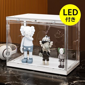 【LED・音センサー付】ディスプレイケース 展示ケース フィギュアケース 組立式 ボックス ホワイト