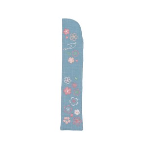 【Ripple】レディース 刺繍入り扇子袋 桜 ブルー