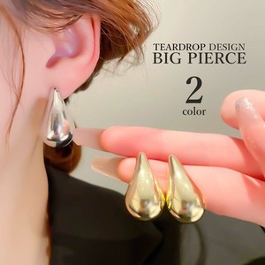 Pierced Earrings Gold Post sliver Ladies' 2-colors
