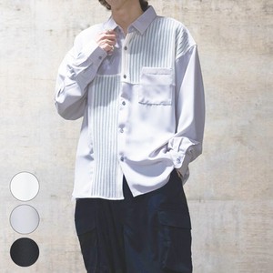 Button Shirt Polyester Stretch Mixing Texture Natural Switching Loose Size