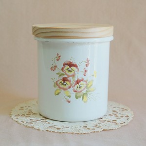 Enamel Storage Jar/Bag Bird Made in Japan