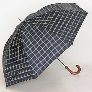 【紳士晴雨兼用傘】65cmジャンプ傘　格子プリント　耐風傘　ブラックコーティング加工　UVカット　遮光遮熱