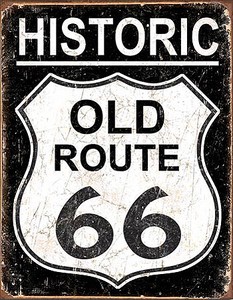 【RT 66】ティン サイン OLD ROUTE66 WEATHERED 66-DE-MS1938