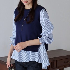 Sweater/Knitwear Tops Sweater Vest Peplum 2024 NEW