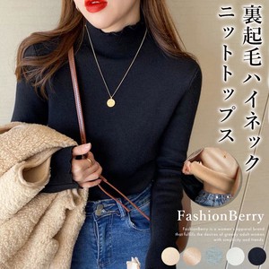 Sweater/Knitwear High-Neck Brushed Lining Knit Tops Turtle Neck Ladies' 【2024NEW】