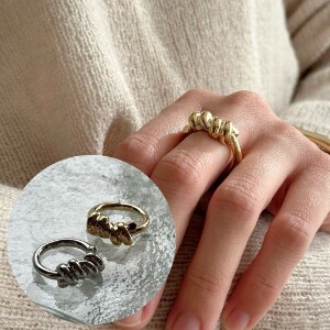 リング 指輪 シルバー ゴールド アクセサリー 韓国 軽い 大ぶり デザインリング 個性的 大きめ