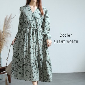 Casual Dress Patterned All Over Shirring One-piece Dress (S) Tiered 【2024NEW】