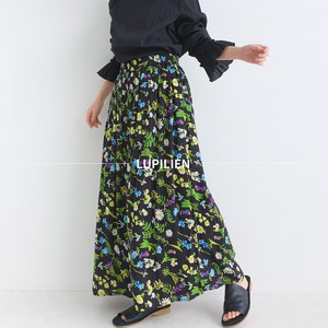 Full-Length Pant Pudding Natulan Listed Floral Pattern Rayon Wide Pants