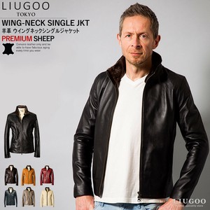 LIUGOO 本革 襟ボアハイネックシングルジャケット  メンズ リューグー WNG02B