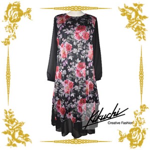 Casual Dress Pudding Floral Pattern One-piece Dress
