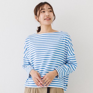 【2024春夏新作 kermu】10414 ボートネックボーダーワイドTシャツ