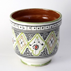 サフィ陶製植木鉢 ぷっくり H19 W18 緑マルチ