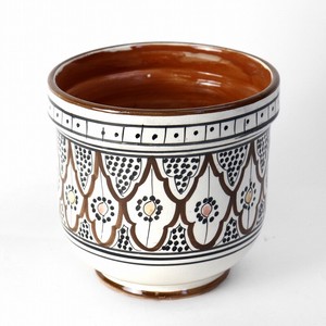 サフィ陶製植木鉢 ぷっくり H19 W18 茶マルチ