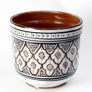 サフィ陶製植木鉢 ぷっくり H21 W22 茶マルチ