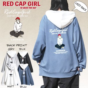 【24SS新作】RED CAP GIRL シルクタッチ ダンボールニット バックプリント 配色パーカー