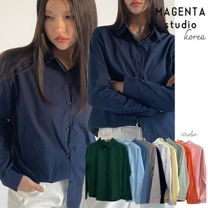 【韓国ファッション】2024年春新作　パステルカラーシャツ（ロング丈）シャツ/長袖/トップス