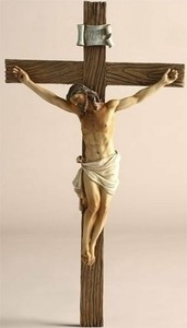 イエス・キリスト十字架彫刻彫像高さ約34cmカトリック教会 祭壇洗礼福音聖霊聖書聖母マリア輸入品