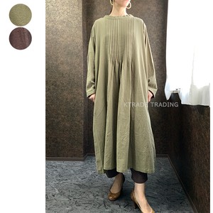 Casual Dress Pintucked Front Cotton One-piece Dress Washer