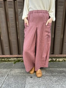 【2024 春夏物新作 】日本製 フレンチリネン　裾タックロングパンツ　№38458