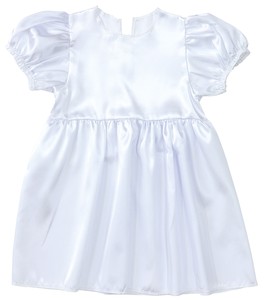 Kids' Casual Dress White Satin One-piece Dress