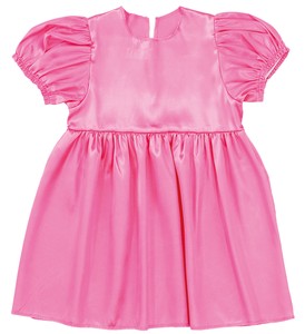 Kids' Casual Dress Pink Satin One-piece Dress
