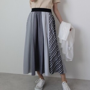 Skirt Stripe Flare Skirt Switching