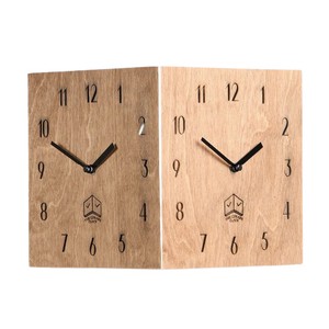 両面時計 木製 オールドブラウン コーナー時計 (Old Brown Corner Clock)