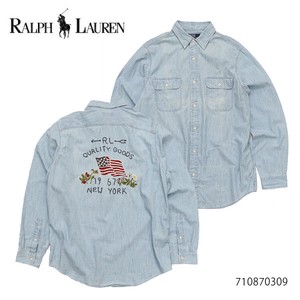 Button Shirt Tops Embroidered Men's