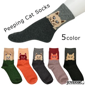 Crew Socks Wool Blend Cat Casual Socks Autumn/Winter