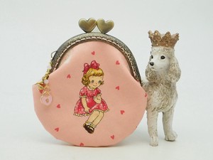 Pouch Pink Gamaguchi Coin Purse Heart-Patterned