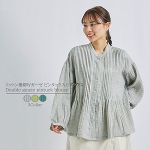 Button Shirt/Blouse Pintucked Cotton