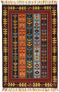 トルコ 絨毯 シャル ウール 手織 ラグ マット 約80×120cm TS-ZC002