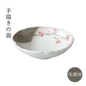 ギフト ピンク花 輪花大鉢揃 手描き 日本製 美濃焼