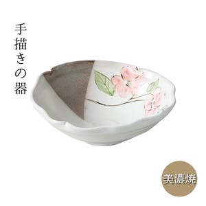 ギフト ピンク椿 ひねり鉢 手描き 日本製 美濃焼