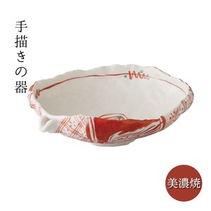 ギフト 赤絵片口大平鉢 手描き 日本製 美濃焼