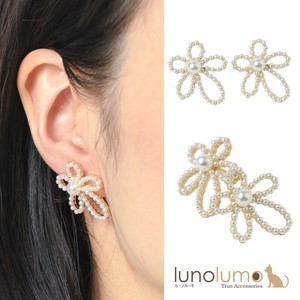 Pierced Earringss Pearl Flower sliver Mini Ladies'