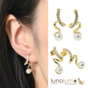 Pierced Earringss Pearl sliver Ladies'