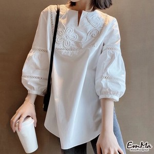 EH3060 フラワー刺繍7分袖シャツ 上品 カジュアル 春 夏【2024新作】