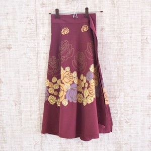 インド綿 巻きスカート乙女ちっくワイン ミディアム丈 約68cm ファッション
