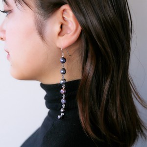 Pierced Earrings Silver Post Rhinestone black 2-colors