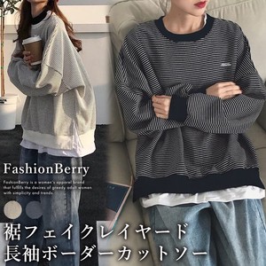 T-shirt Layered Tops Ladies' Border Cut-and-sew 【2024NEW】