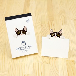 Memo Pad Diecut Stand Cat Message Card Message Pad Made in Japan