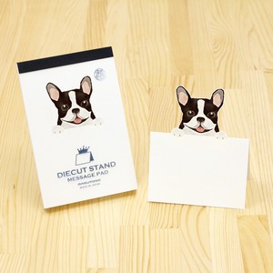 Memo Pad Diecut Stand French Bulldog Message Card Message Pad Made in Japan