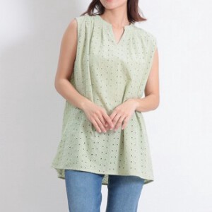 Button Shirt/Blouse Spring/Summer Sleeveless Embroidered