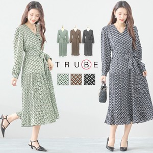 Casual Dress Geometric Pattern L One-piece Dress Switching 【2024NEW】