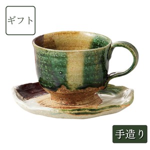 ギフト 桂山窯　彩織部コーヒー＆ソーサー 手造り 美濃焼